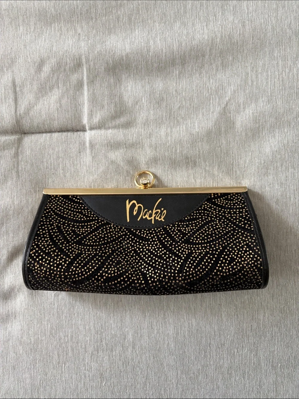 Makie Black and Gold Studded Evening Clutch